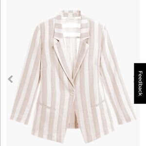 CHICOS Striped Linen One Button Blazer